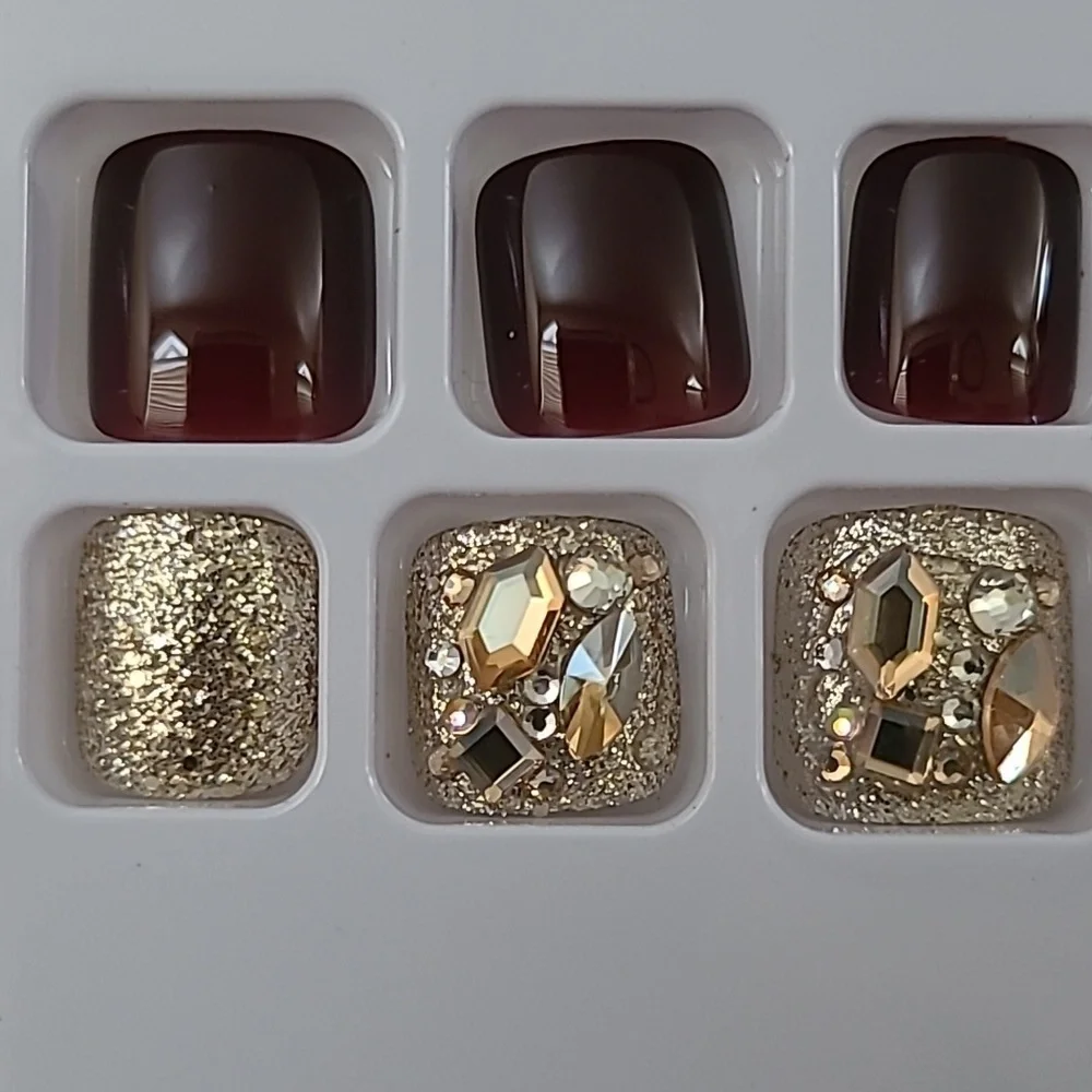 2/$16 3D Rhinestone & Glitter Press on Toenails